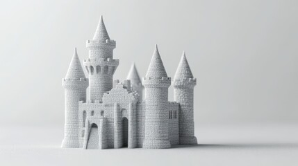 A Miniature White Stone Castle Model