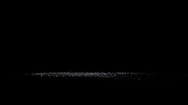 Split Debris Particles Explosion on black png Background. Detonation of stones, meteorites or asteroids. Mining stones fragments flying in slow motion on space.