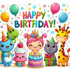 Naklejka premium happy card with animals