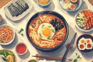 A Delicious Asian Meal With Noodles And Egg