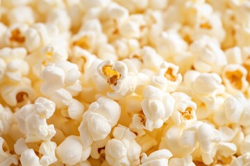 Close up of freshly popped popcorn creates delicious background