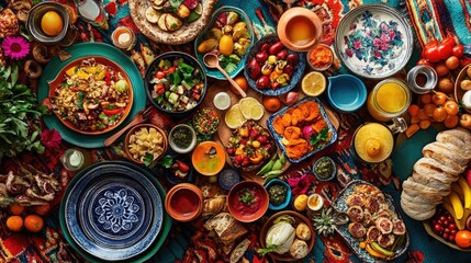 A Colorful Feast Of Diverse Dishes And Ingredients