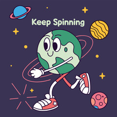 Happy Earth Jogging in Space with, Keep Spinning