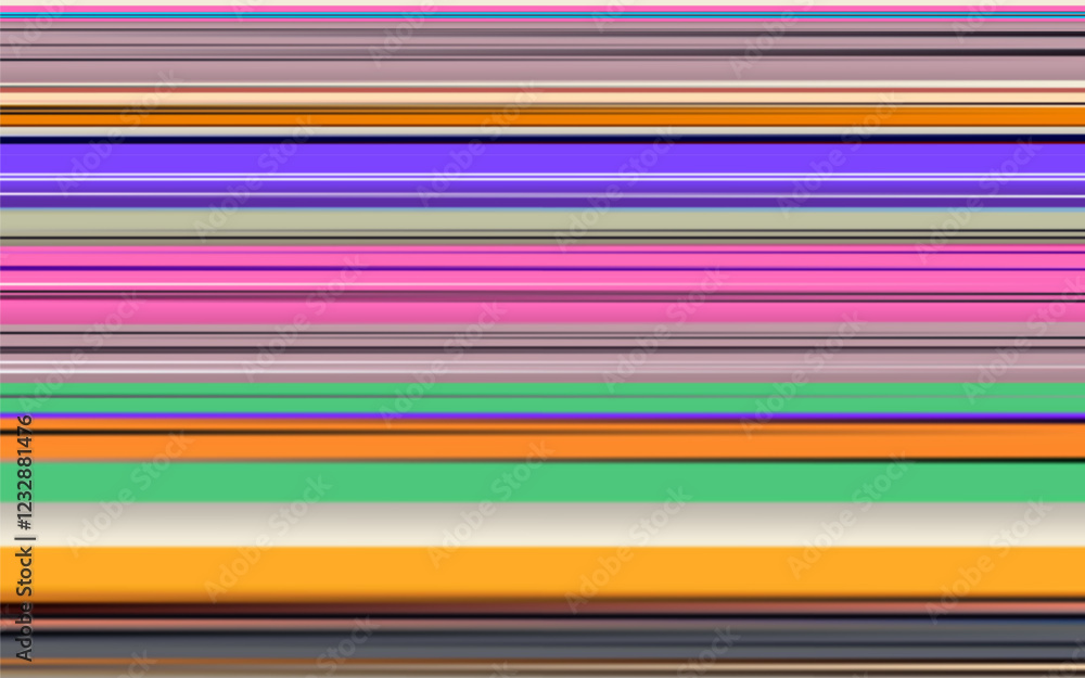 Poster Spectrum abstract background. Abstract smooth stripes with a spectrum of blurred colored lines in various creating a modern, dynamic visual effect. Vector multicolor horizontal lines thin and thick.
