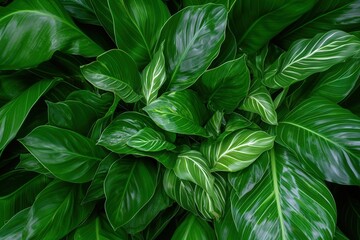 Vibrant green leaf texture with visible veins natural background close-up detail in lush environment