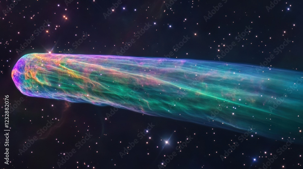 Poster a celestial comet trailing across the starry cosmos