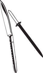 Knife Rustic Tool for Gardening, Silhouette vector art illustration with a white background