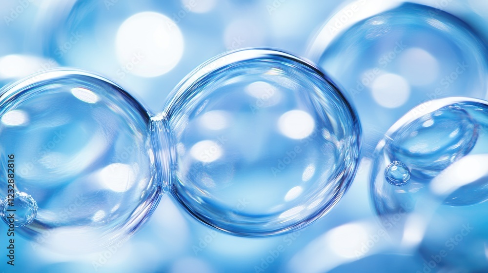 Aufkleber translucent bubbles floating in a blue background