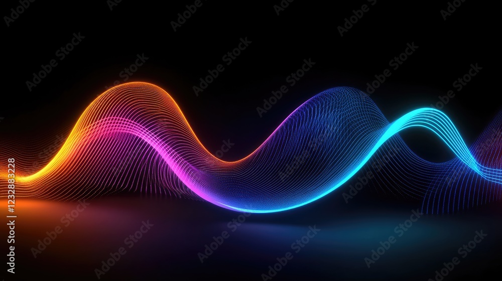 Poster abstract colorful neon wave lines design
