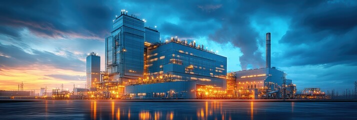 Fototapeta premium Modern power plant integrates ecological technologies for sustainable energy production