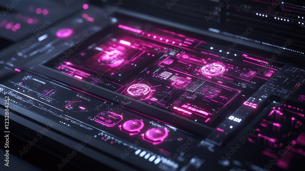 Poster Futuristic Interface Displays Advanced Technology Data