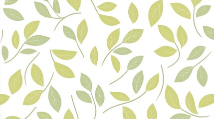Light Green Leaves on White Background for Nature Inspired Design