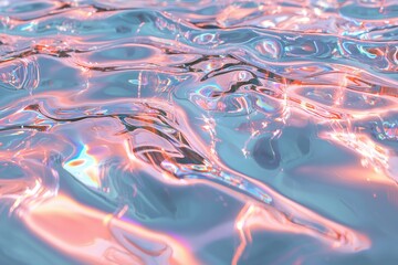 Holographic texture of rainbow reflections on smooth water surface vibrant background abstract concept in nature