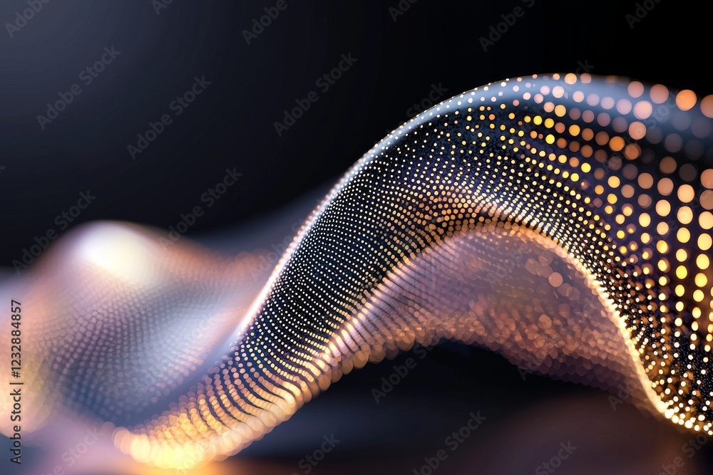 Poster wave lines trailing in dynamic hues, isolated against a black backdrop. an abstract, futuristic back