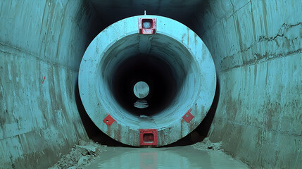 Concrete drainage tunnel under construction