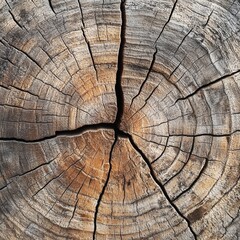 Fototapeta premium Natural textures of tree rings close-up view raw wood background nature environment detailed exploration