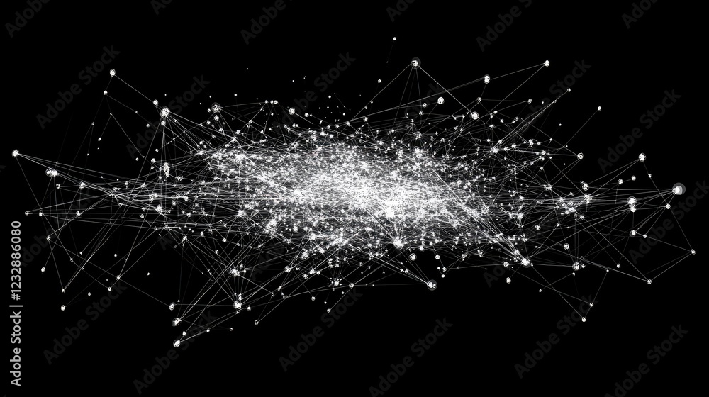 Aufkleber Abstract Network Nodes Connected Lines Data Visualization