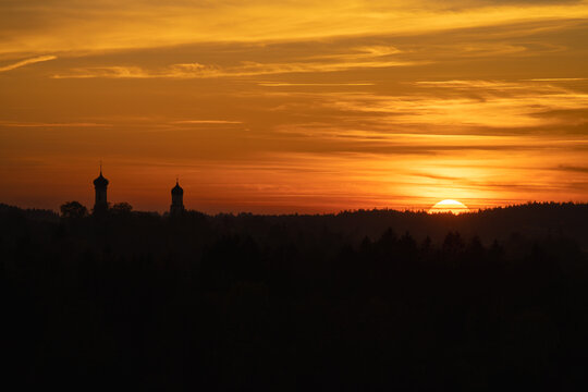 Sunset of a german city, isny im allg&auml;u