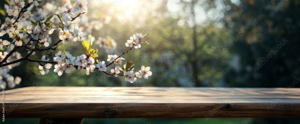 Poster branch from a flowering tree in spring adorned with a butterfly
