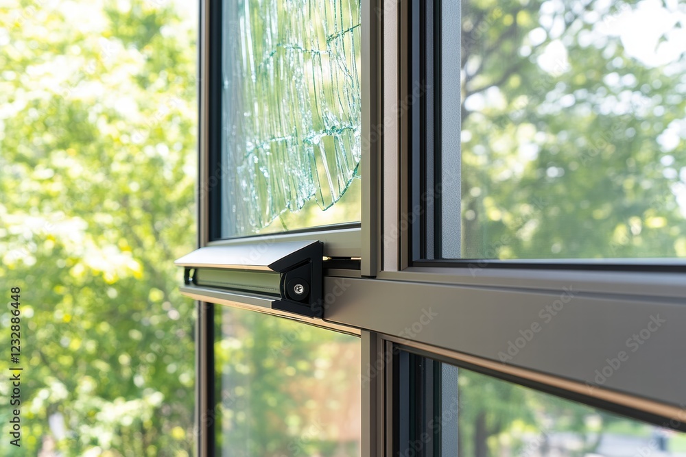 Poster window features built-in glass break sensor for enhanced security and safety in residential property