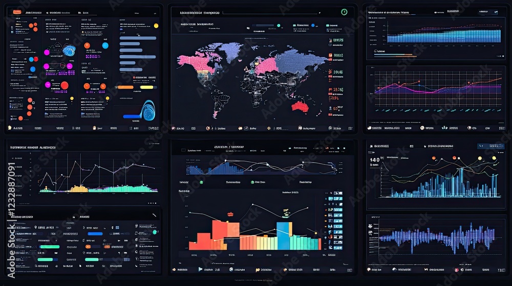 Aufkleber Global Data Analytics Dashboard Displays Complex Financial Information