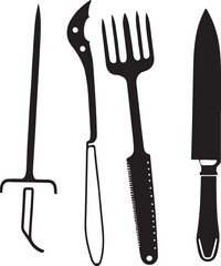 Knife Rustic Tool for Gardening, Silhouette vector art illustration with a white background