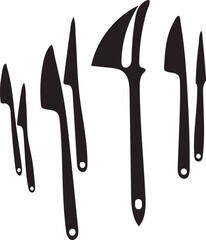 Knife Rustic Tool for Gardening, Silhouette vector art illustration with a white background