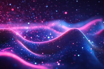 Obraz premium Cyber Big Data Flow With Vibrant Particles in a Digital Landscape Showcasing AI Technology. Generative AI