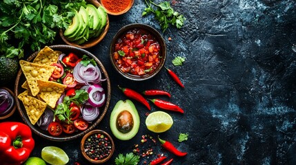 Delicious Mexican Food Ingredients Nachos, Salsa, Avocado, and More!