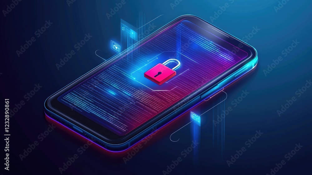 Poster smartphone security system digital padlock code protection