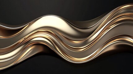 Abstract Gold Waves on Dark Background