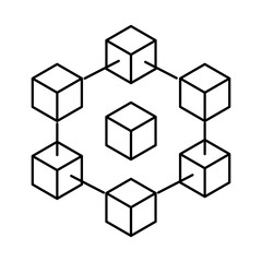 Blockchain Network Icon – Secure Peer-to-Peer Transactions and Digital Contracts