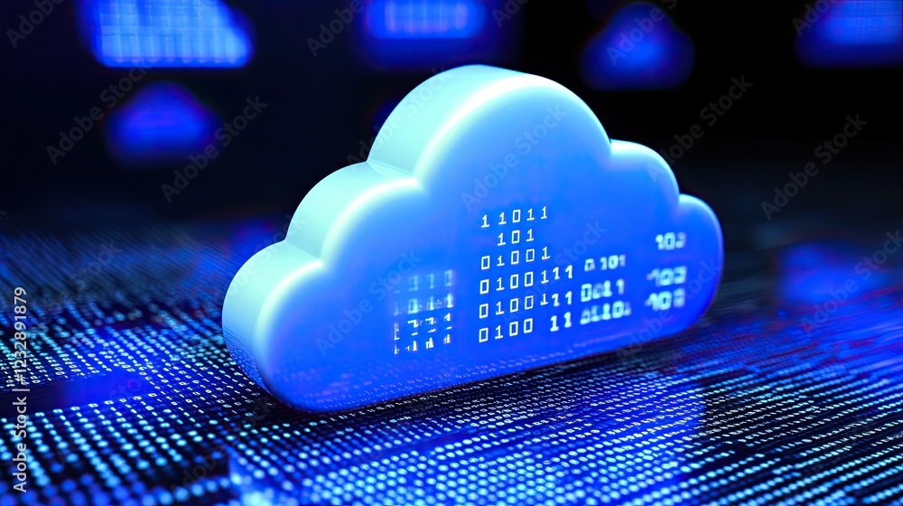 Aufkleber Cloud Computing Data Storage Binary Code System