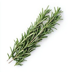 Fototapeta premium Fresh rosemary sprigs arranged elegantly, showcasing their vibrant green color and needle-like leaves, perfect for culinary and aromatic uses.