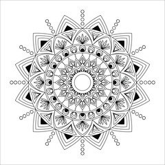 A black and white mandala with a floral design
