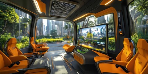 Futuristic Autonomous Vehicle Interior Design: Luxury Transportation Concept