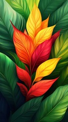 Vibrant Tropical Leaves: A Digital Painting of Canna Lilies.