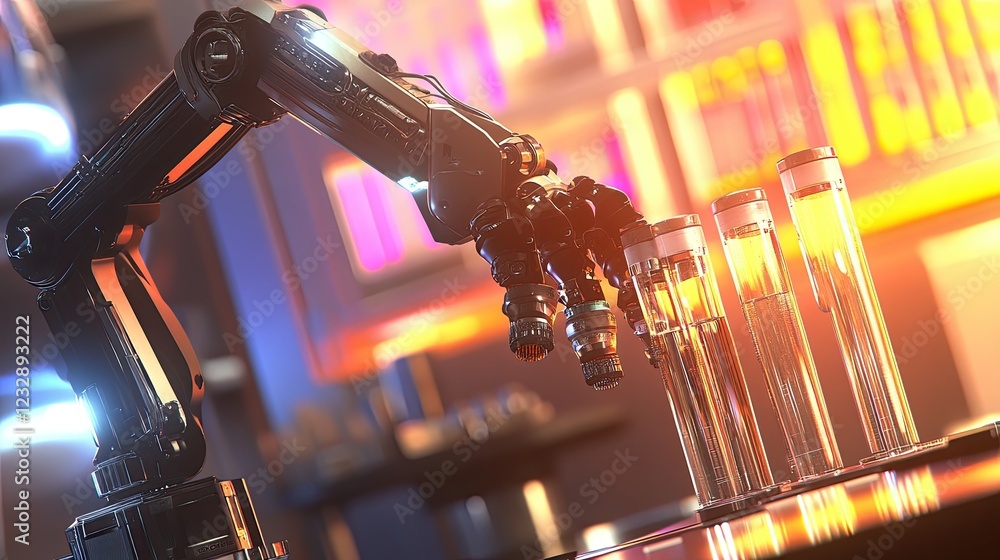 Poster Robotic Arm Manipulating Test Tubes In Laboratory Setting