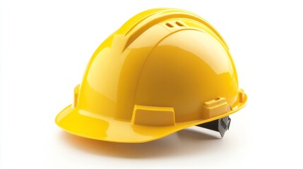 Fototapeta premium Sturdy construction hardhat placed against a white background