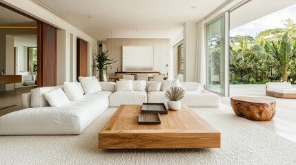 Luxurious Modern Living Room with Tropical View