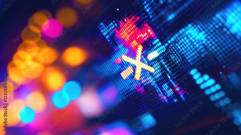 Poster Abstract Digital Display Showing Neon Data Streams
