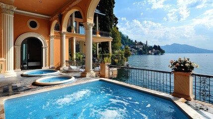 Luxury Villa Pool with Stunning Lake Como View