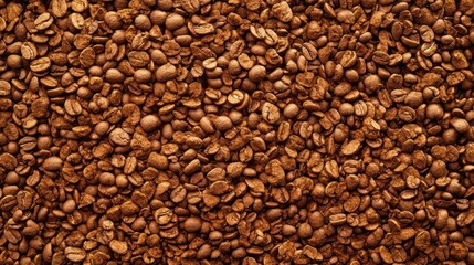 Top-view background featuring rich, aromatic instant coffee granules