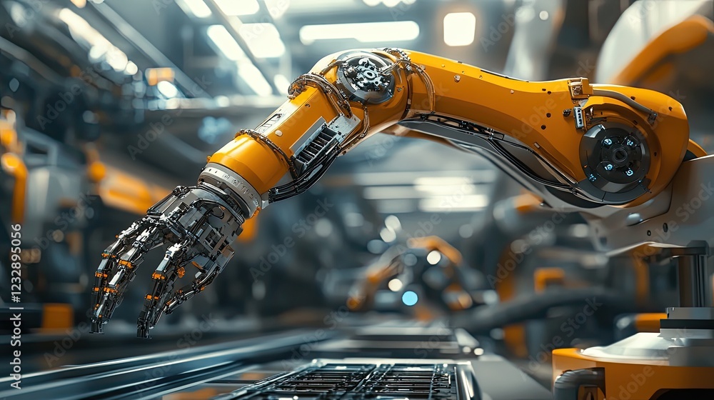Poster Robotic Arm Performing Precise Manufacturing Task in Factory