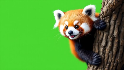 Adorable Red Panda on Tree Digital Art Print
