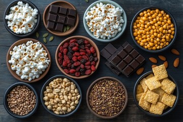 Healthy Snack Arrangement: Nuts, Seeds, Dried Fruit, and More