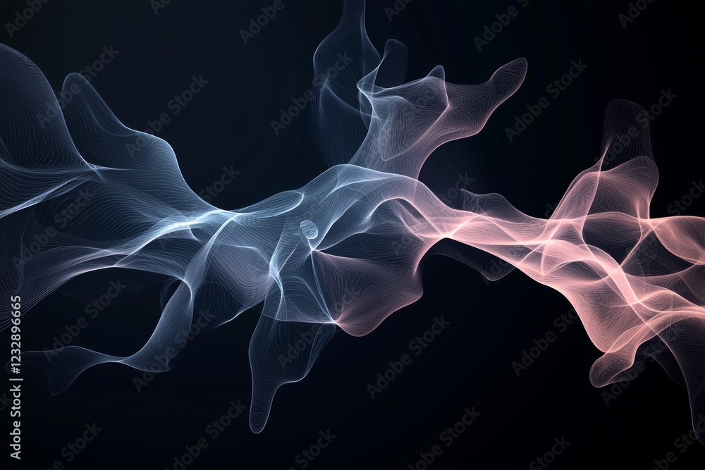 Aufkleber Concept of quantum computers. Stock related to deep learning. Visualization of big data algorithms for business, science, and technology. Illustration with waves flowing