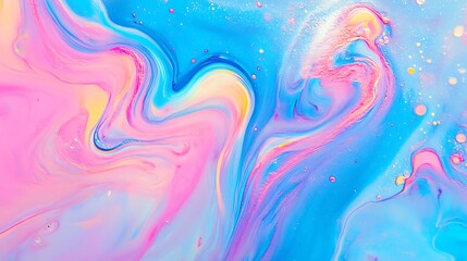 Abstract Swirling Pastel Paint Colors Fluid Art