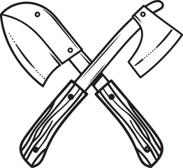 Knife Rustic Tool for Gardening, Silhouette vector art illustration with a white background