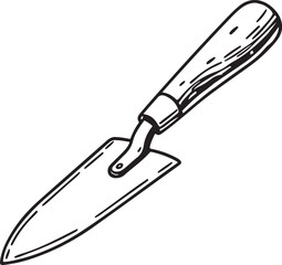 Knife Rustic Tool for Gardening, Silhouette vector art illustration with a white background